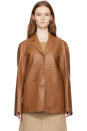Totême Tan Clean Leather Jacket