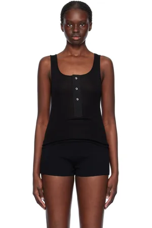 Ami Black Button Tank Top