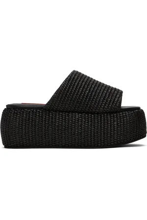 SIMON MILLER Black Raffia Cloudy Platform Sandals