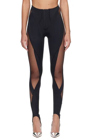 MUGLER Black Spiral Leggings