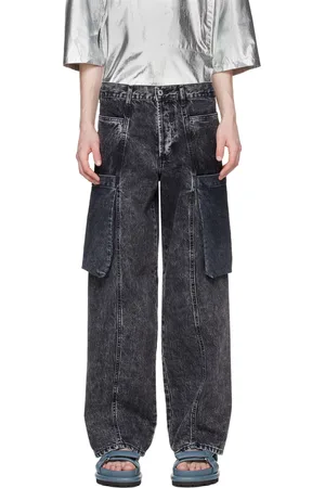 T/SEHNE Black Fold-Up-Pocket Jeans