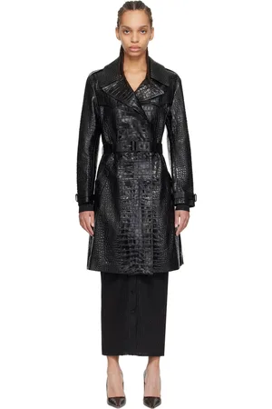 Tom Ford Black Croc-Embossed Leather Trench Coat