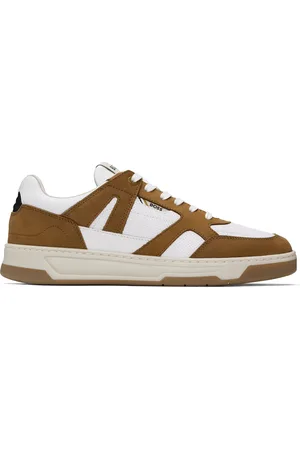 HUGO BOSS Brown & White Mixed Material Sneakers