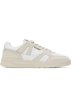 HUGO BOSS Beige & White Mixed Material Sneakers