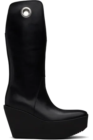 Rick Owens Black Sliver Platform Kowboy Boots