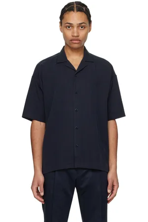 HUGO BOSS Navy Open Spread Collar Shirt