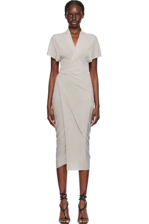 Rick Owens Off-White Wrap Midi Dress