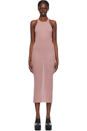 Rick Owens Pink Round Neck Midi Dress