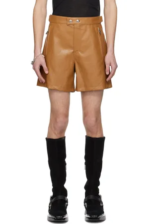SYSTEM Tan Cinch Strap Faux-Leather Shorts