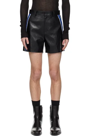 SYSTEM Black Piping Faux-Leather Shorts
