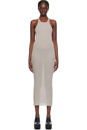 Rick Owens Taupe Round Neck Midi Dress