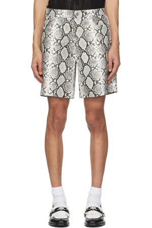 SYSTEM Gray Printed Faux-Leather Shorts