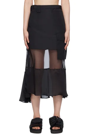 SACAI Black Combo Midi Skirt