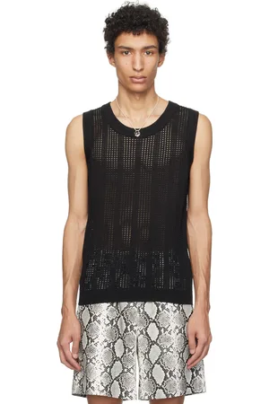 SYSTEM Black Open Knit Tank Top