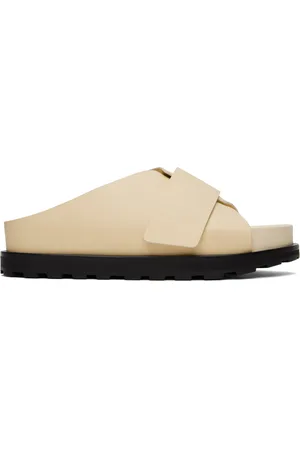 Jil Sander Beige Cross-Strap Leather Slides