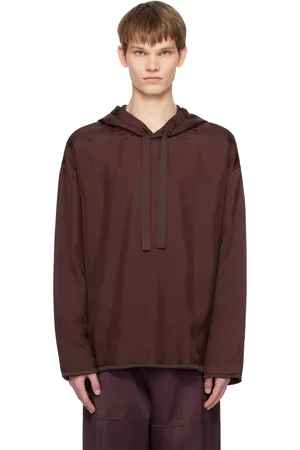 Jil Sander Brown Drawstring Hoodie