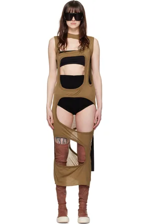 Rick Owens Brown Membrane II Midi Dress