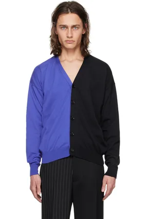 Maison Margiela Blue & Black Paneled Cardigan