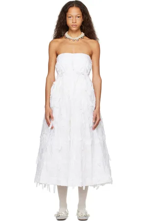 Simone Rocha White Cinched Bow Ball Maxi Dress