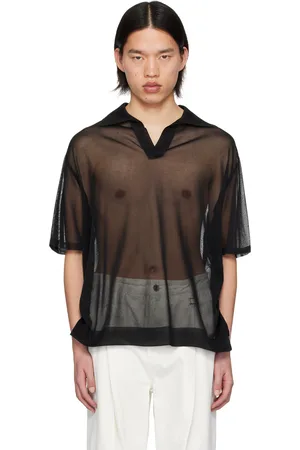 WOOYOUNGMI Black Open Placket Polo
