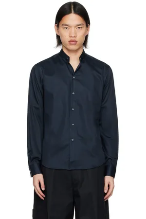 WOOYOUNGMI Navy Band Collar Shirt