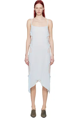 ECKHAUS LATTA Blue & White Perdita Midi Dress