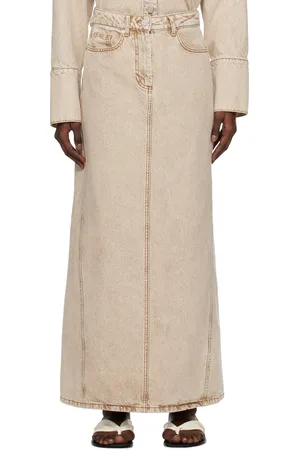 REMAIN Birger Christensen Tan Vented Denim Maxi Skirt