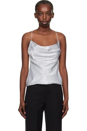DION LEE Blue Rivet Cowl Camisole