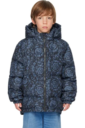 VERSACE Kids Navy Barocco Down Jacket