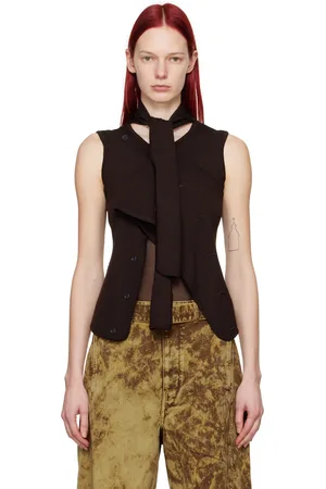 LEMAIRE Brown Asymmetrical Cardigan