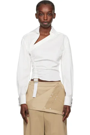 DION LEE White Safety Slider Gathered Shirt