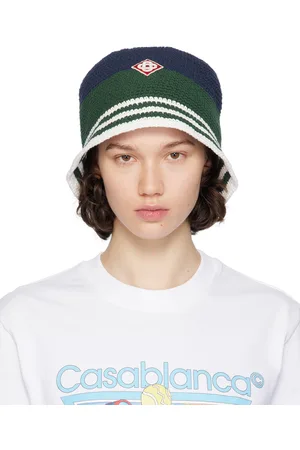 Casablanca Navy & Green Cotton Crocheted Beach Hat