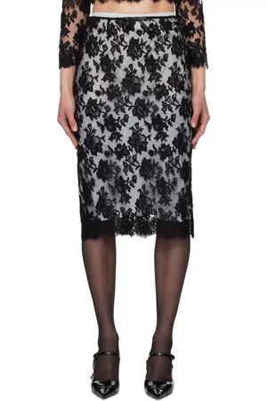Shushu/Tong Black & Blue Bow Midi Skirt