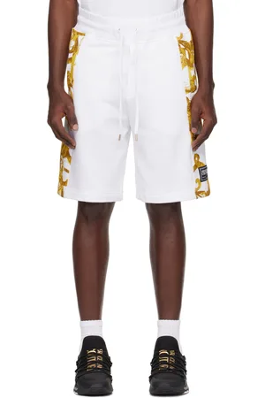 VERSACE White & Gold Watercolor Couture Shorts
