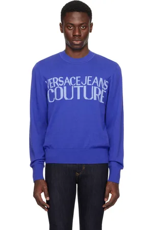 VERSACE Blue Intarsia Sweater