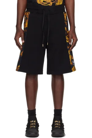 VERSACE Black & Gold Watercolor Couture Shorts
