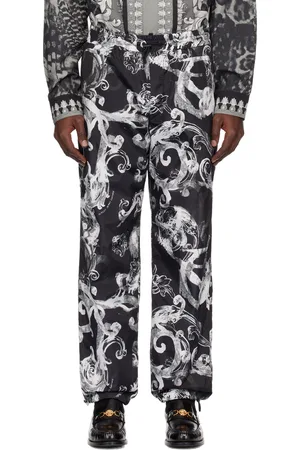 VERSACE Black & White Watercolor Couture Trousers