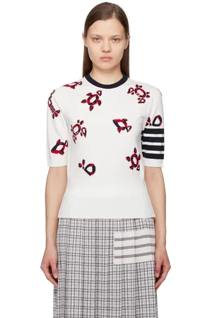 Thom Browne White Gem Icons Sweater