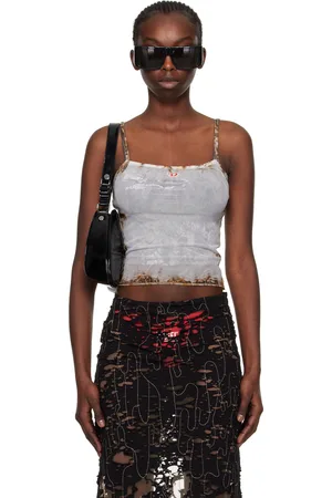 Diesel Off-White & Gray T-Hop-Burn-Trp Tank Top