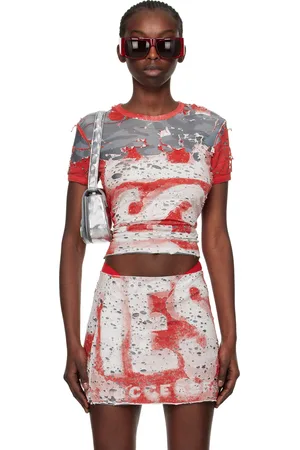 Diesel Red & Gray T-Uncutie-Long-Dev-M2 T-Shirt