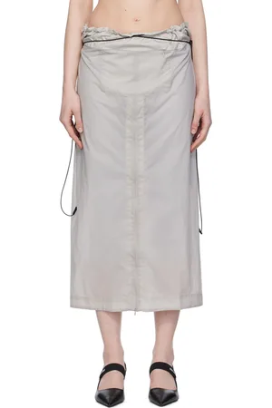 JOHANNA PARV Gray Vent Midi Skirt