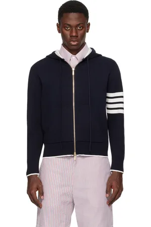Thom Browne Navy 4-Bar Fish Icon Hoodie