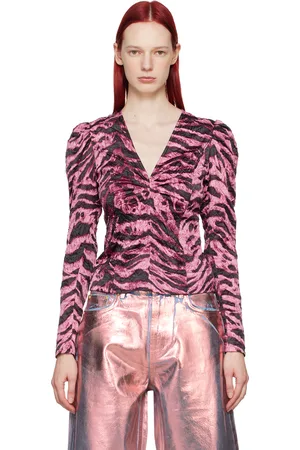 Ganni Purple Crinkled Blouse