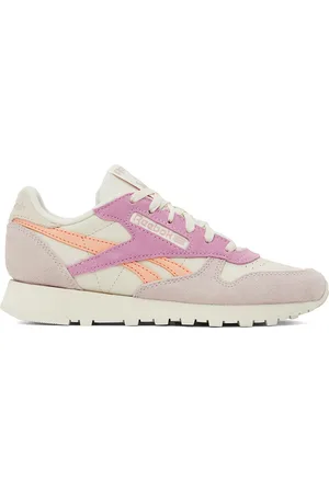 Reebok Off-White & Pink Classic Leather Sneakers