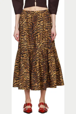 Ganni Brown Flounce Maxi Skirt