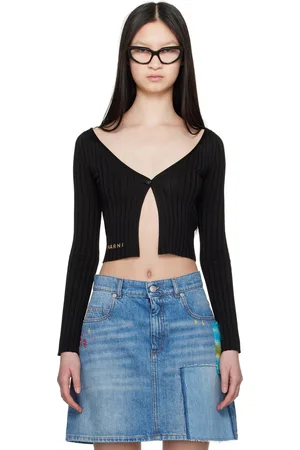 Marni Black Plunging Y-Neck Cardigan