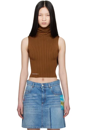 Marni Brown Turtleneck Tank Top