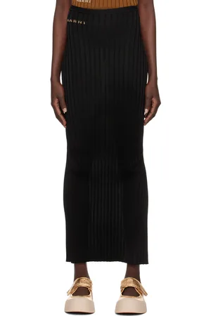 Marni Black Ribbed Maxi Skirt