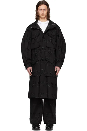 Simone Rocha Black Embroidered Denim Coat