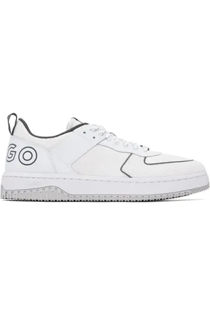HUGO BOSS Off-White Mixed-Material Sneakers